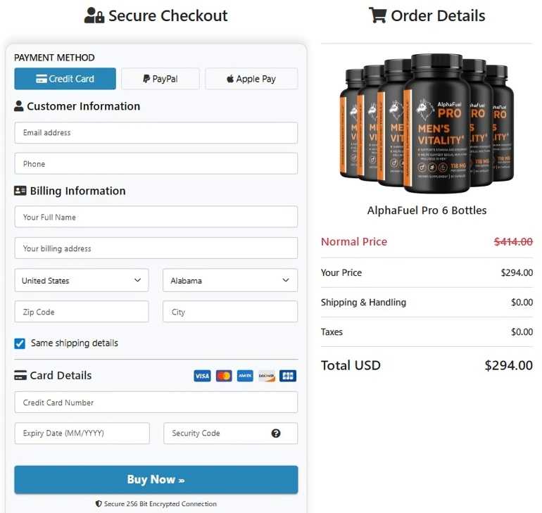 AlphaFuel Pro Order Page